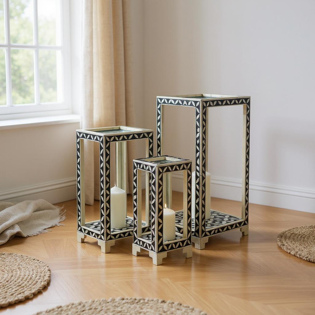Hurricane Lamps - Black (Set of 3)