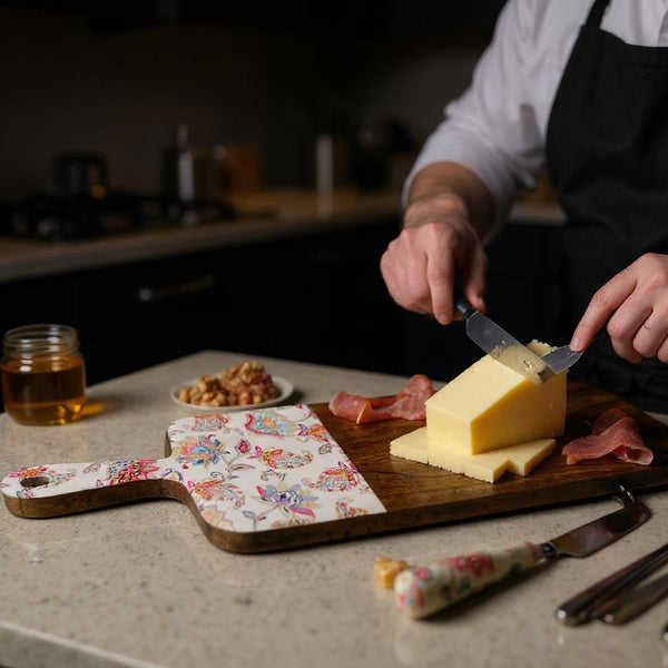 Cheese Board Set - Pink Paisley