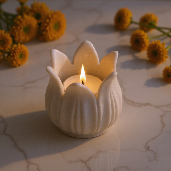 Marble Lotus Tea Light Holder