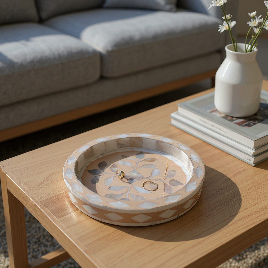Blush Mother of Pearl Trinket Tray