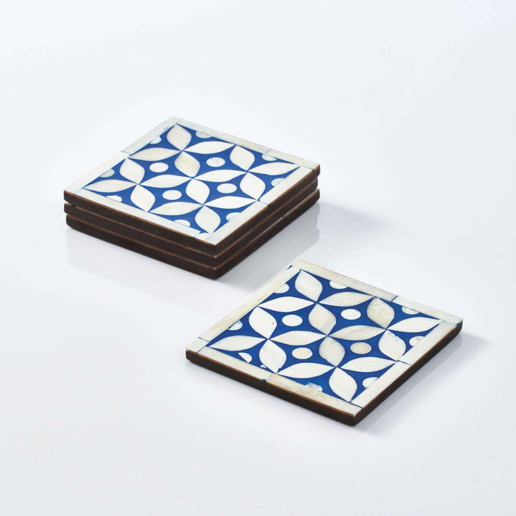 Bone Inlay Coasters - Geometric (Set of 4/6)