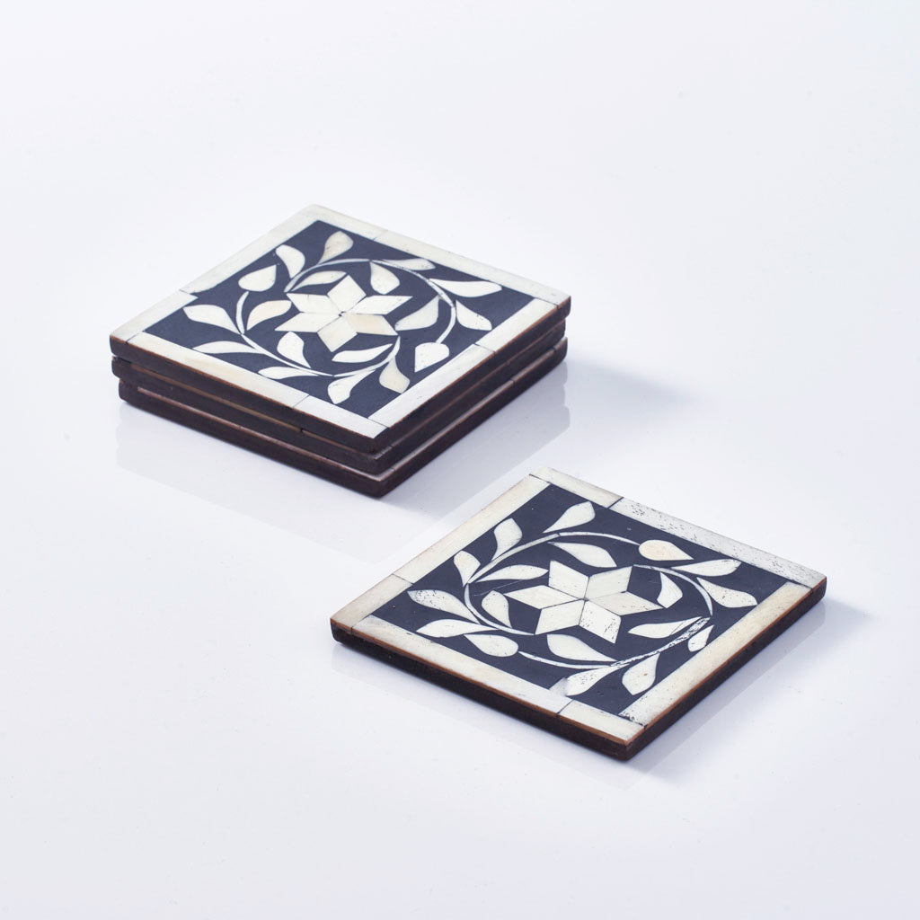 Bone Inlay Coasters - Floral (Set of 4/6)