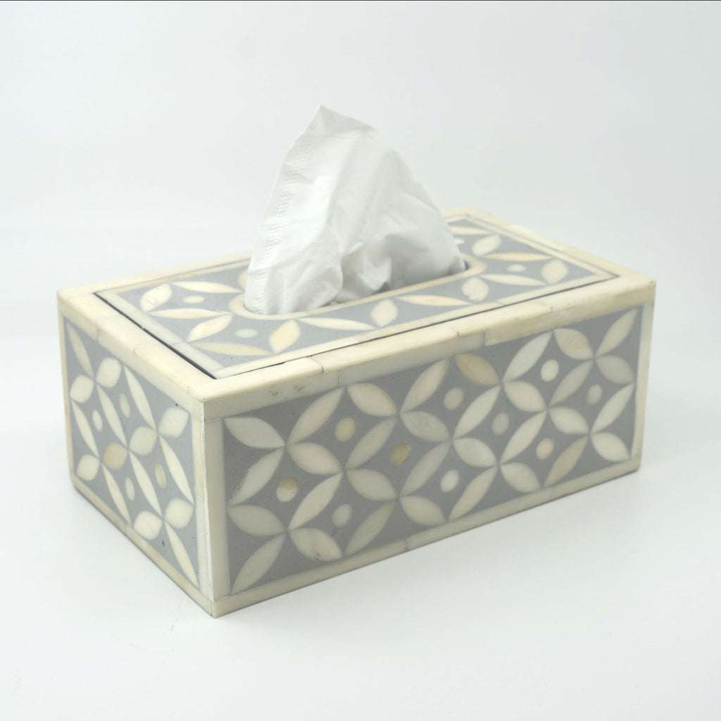 Bone Inlay Tissue Box - Lavender Grey