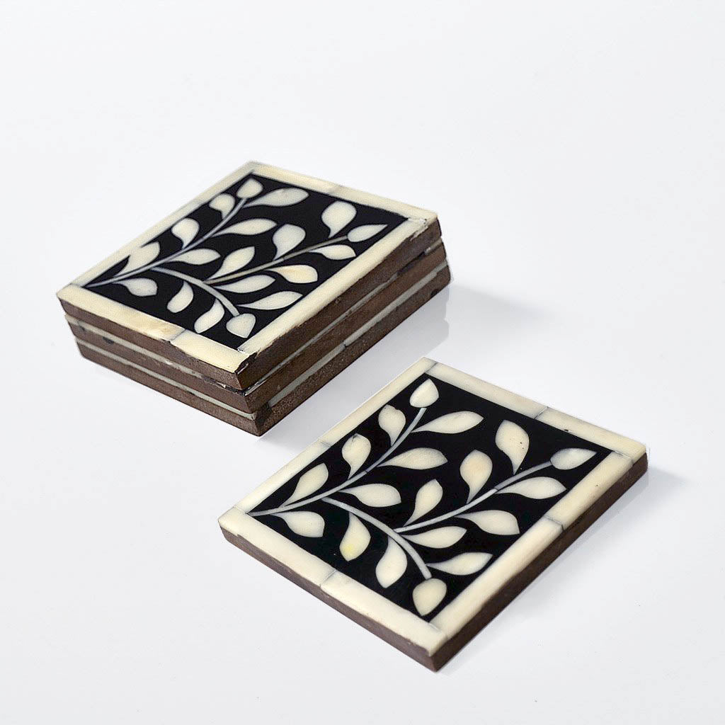 Bone Inlay Coasters - Leaf Vine (Set of 2/4/6)