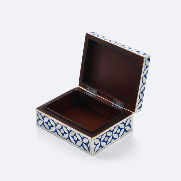 Geometric Pattern Box - Navy Blue