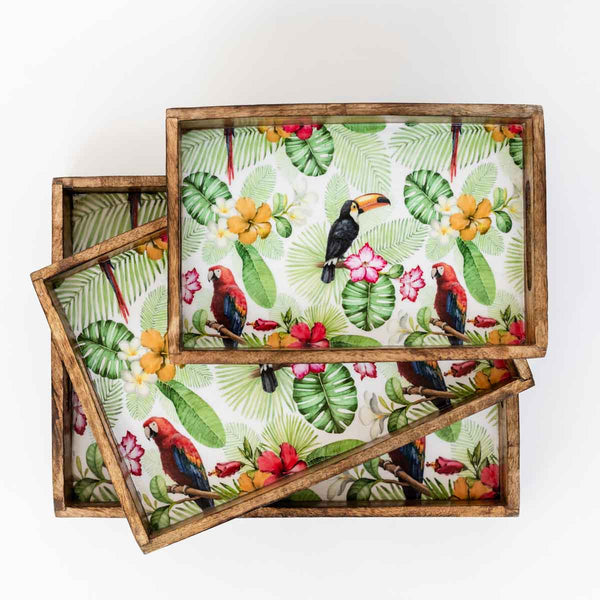 Mango Wood Trays - Toucan Parrot