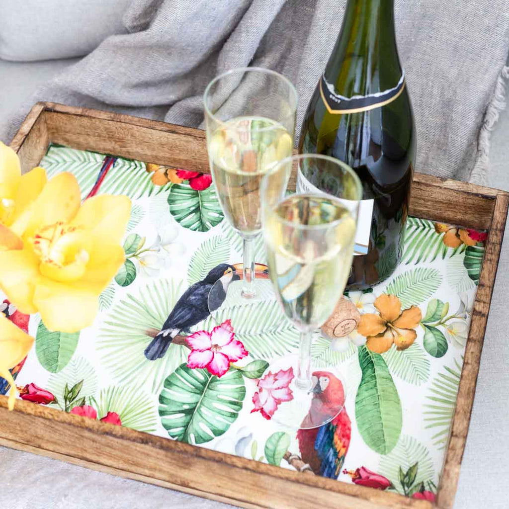 Mango Wood Trays - Toucan Parrot