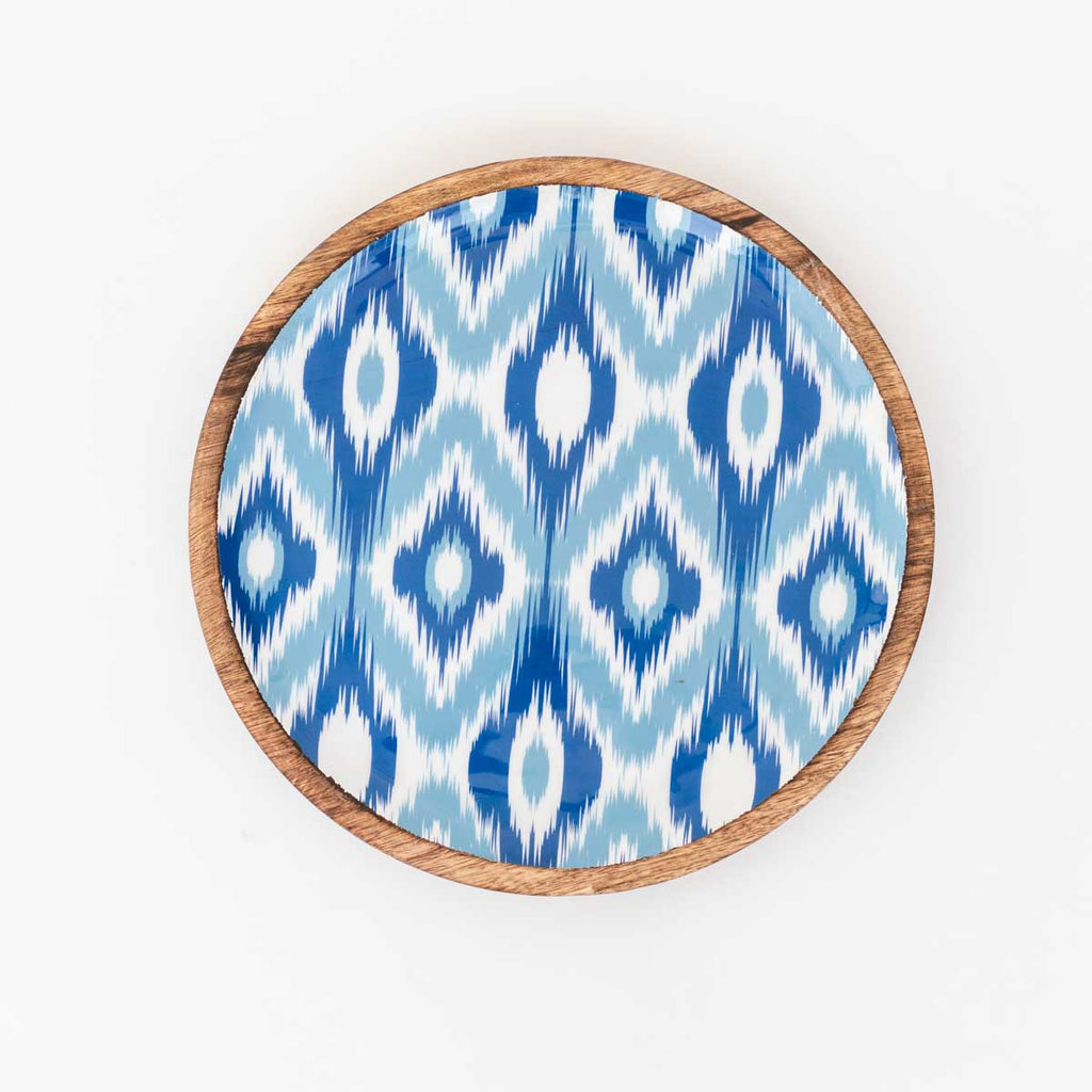 Round Serving Tray - Ikat Design