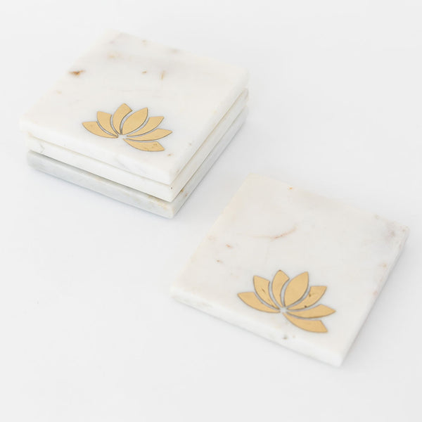 Marble Coasters - Lotus (Set of 4)