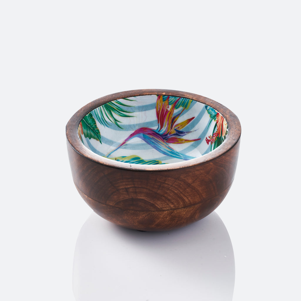 Mango Wood Nibble Bowl - Tropical Gardens