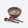 Mango Wood Salad Bowl Set - Mughal Blossom